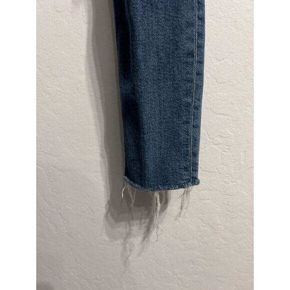 Re/done Jeans Sz 24 Denim 90s Crop Ankle Slim Straight Blue Stretch Dusk Destroy - Picture 5 of 9